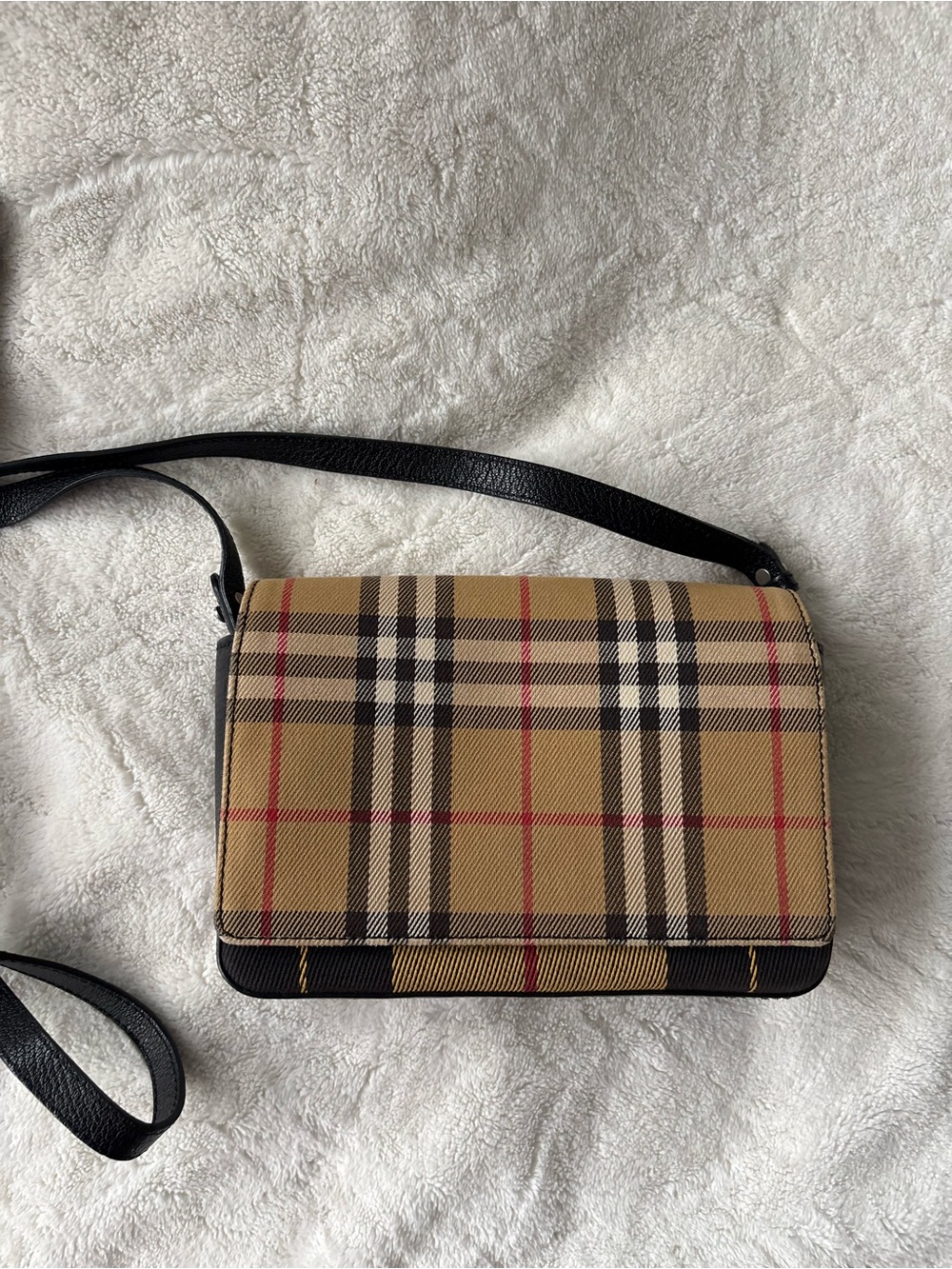 Burberry Classic Plaid Crossbody Bag in Beige and Black